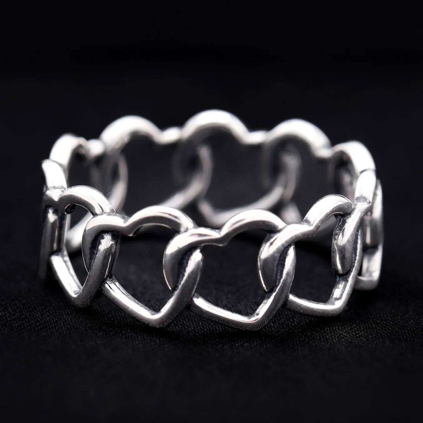 Loving Heart Eternity Band Ring - 925 Silver - Image 2