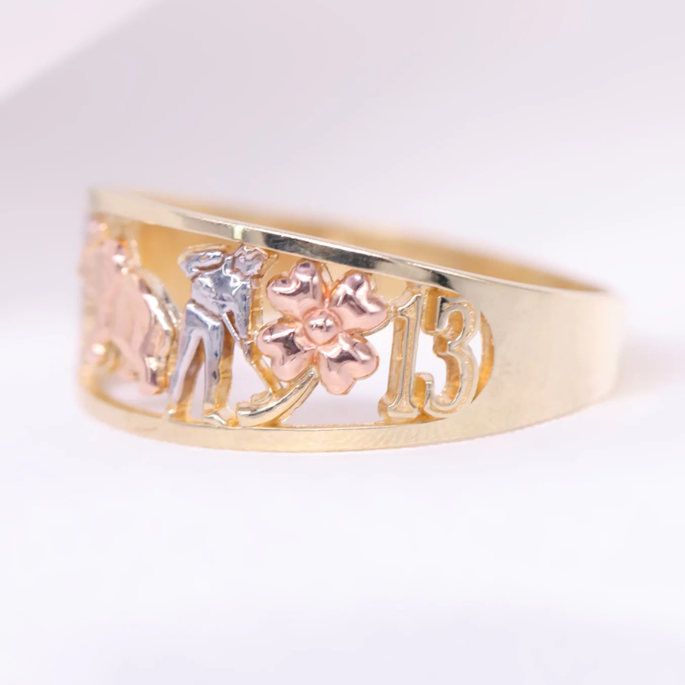 Lucky 3-Tone Ring - 10k Gold - Image 3