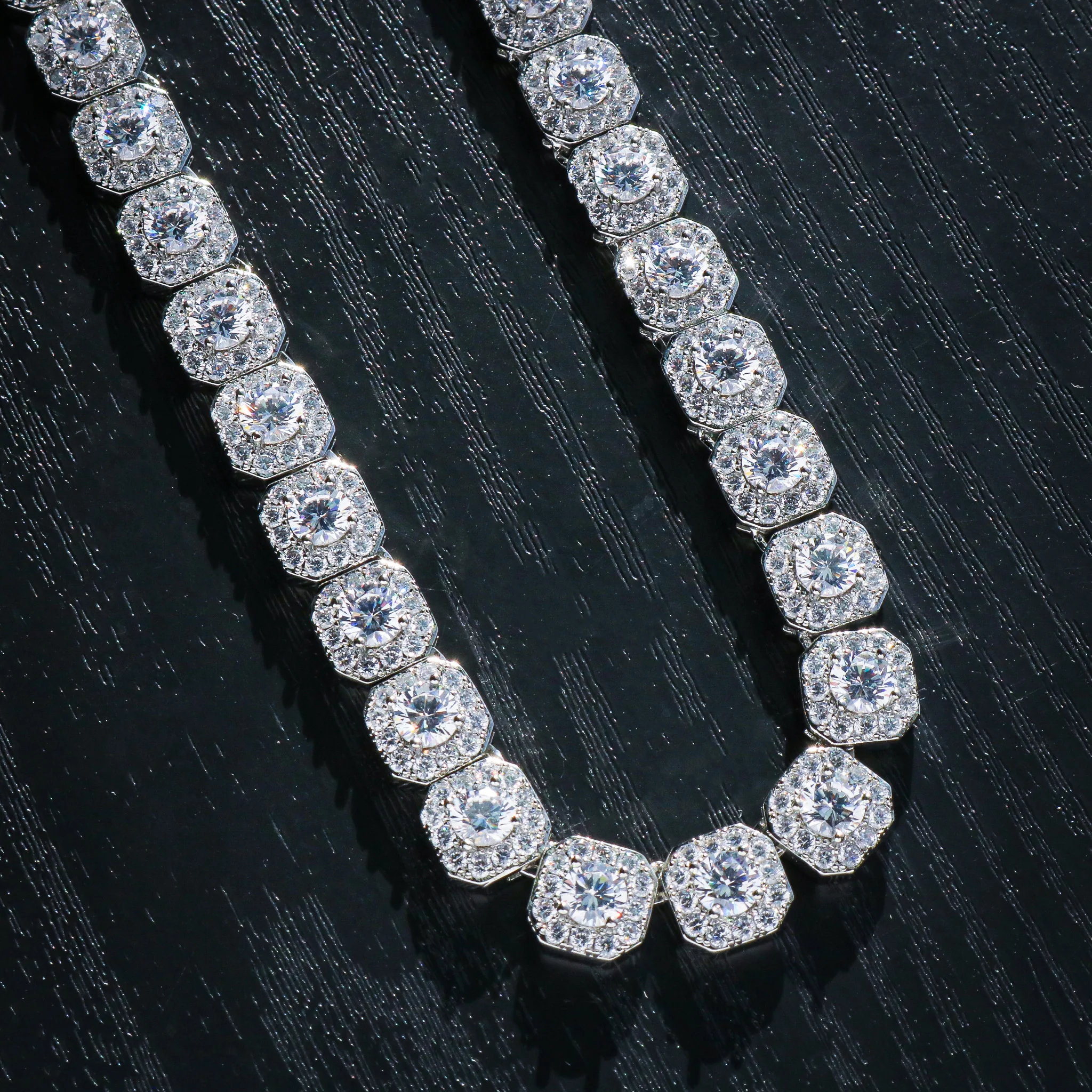 10mm Clustered Tennis Chain - White Gold - Image 5