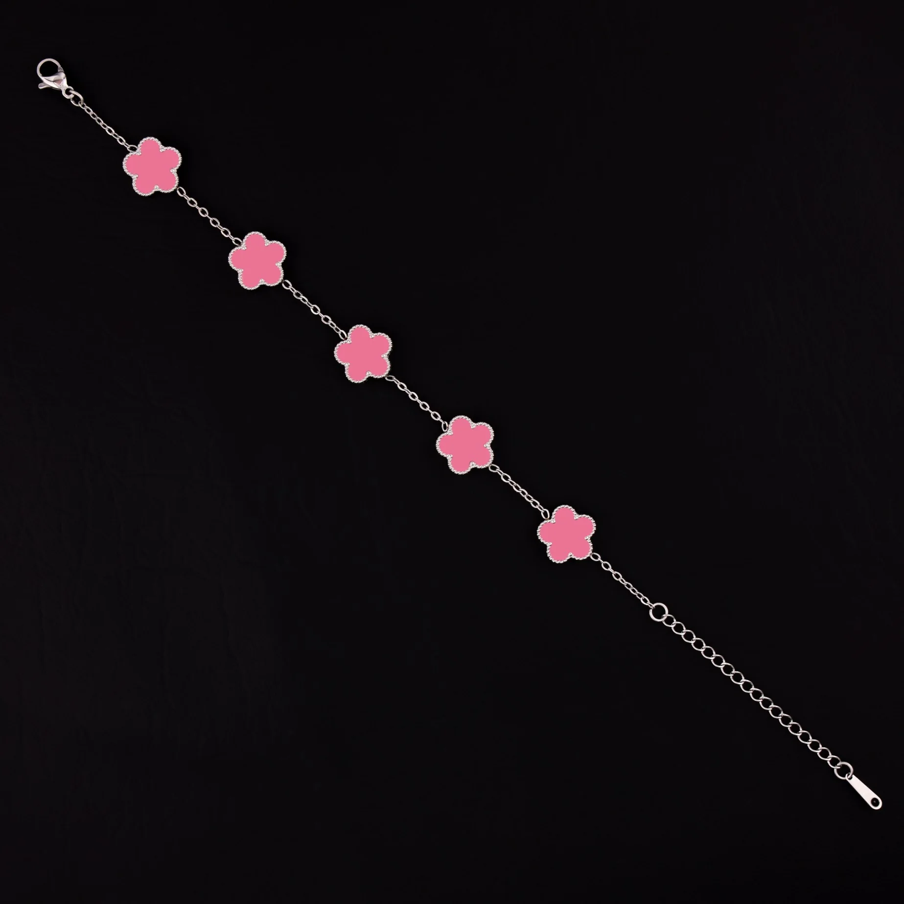 Pink Clover Bracelet - Premium 316L Stainless - Image 2
