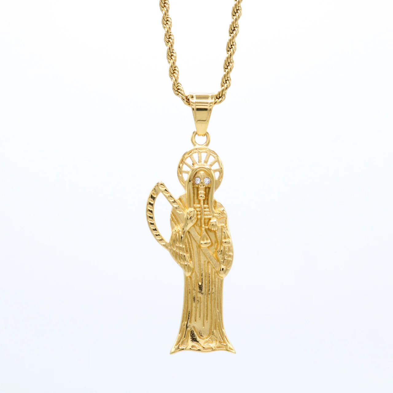 Santa Muerte Pendant - Gold
