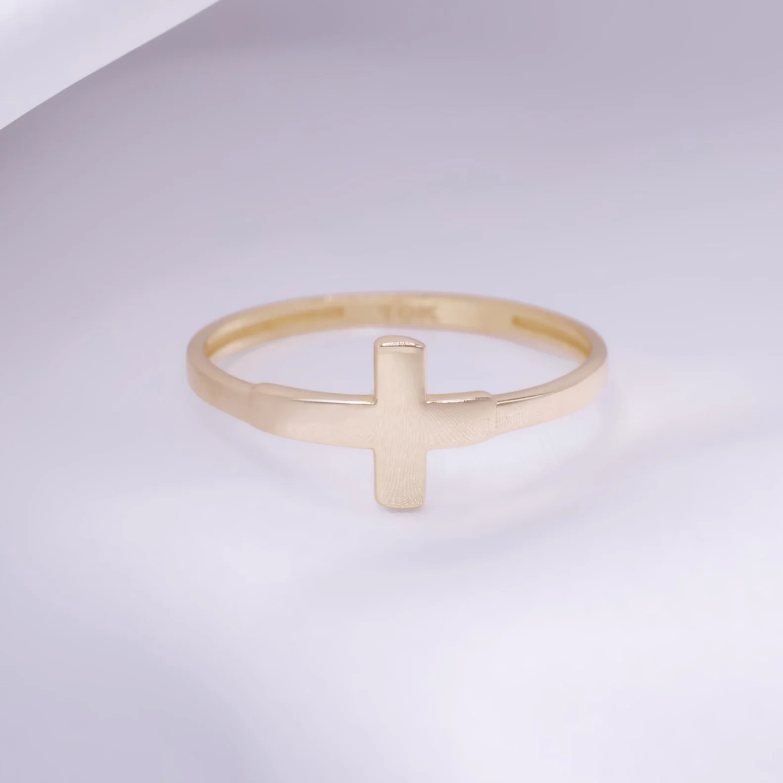 Sideway Cross Ring - 10k Gold