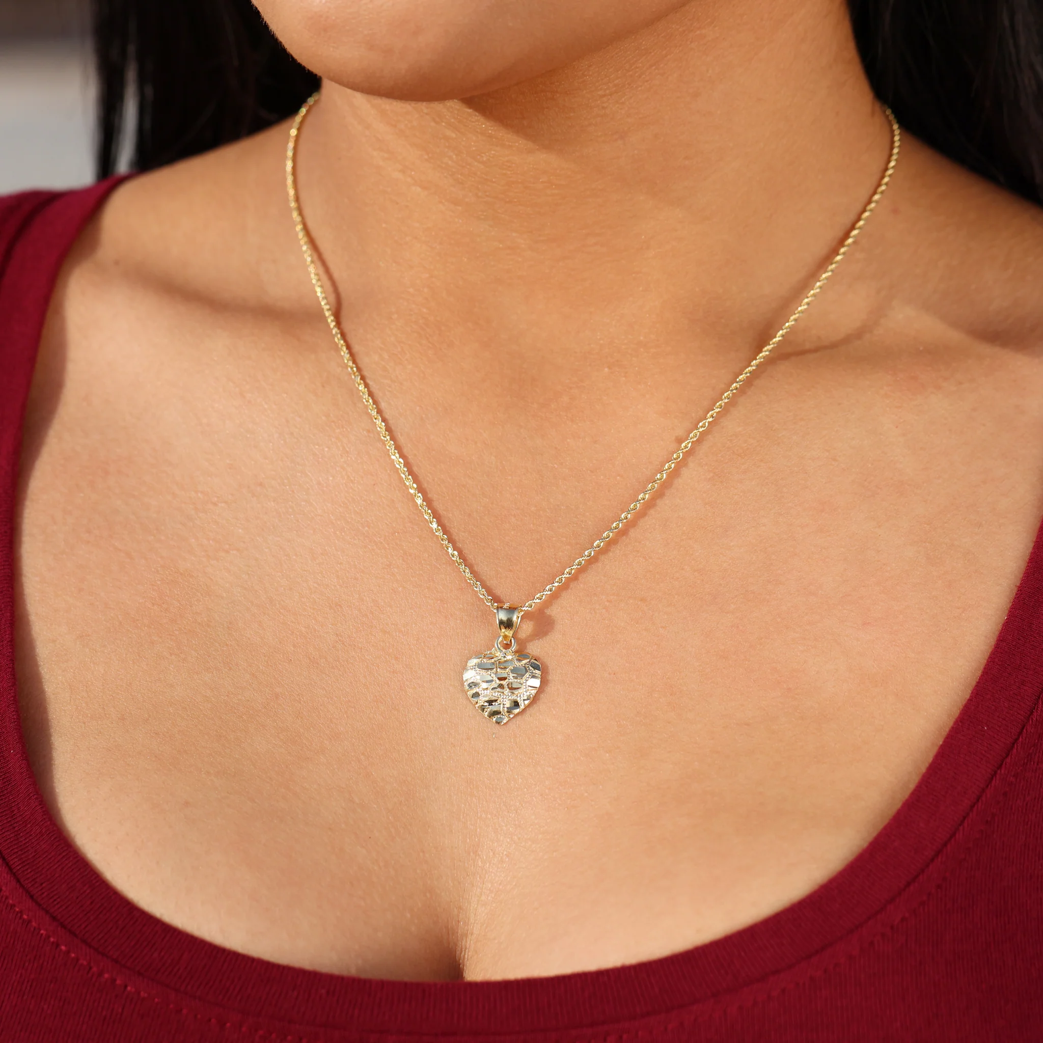 Small Heart Nugget Pendant - 10k Gold - Image 2
