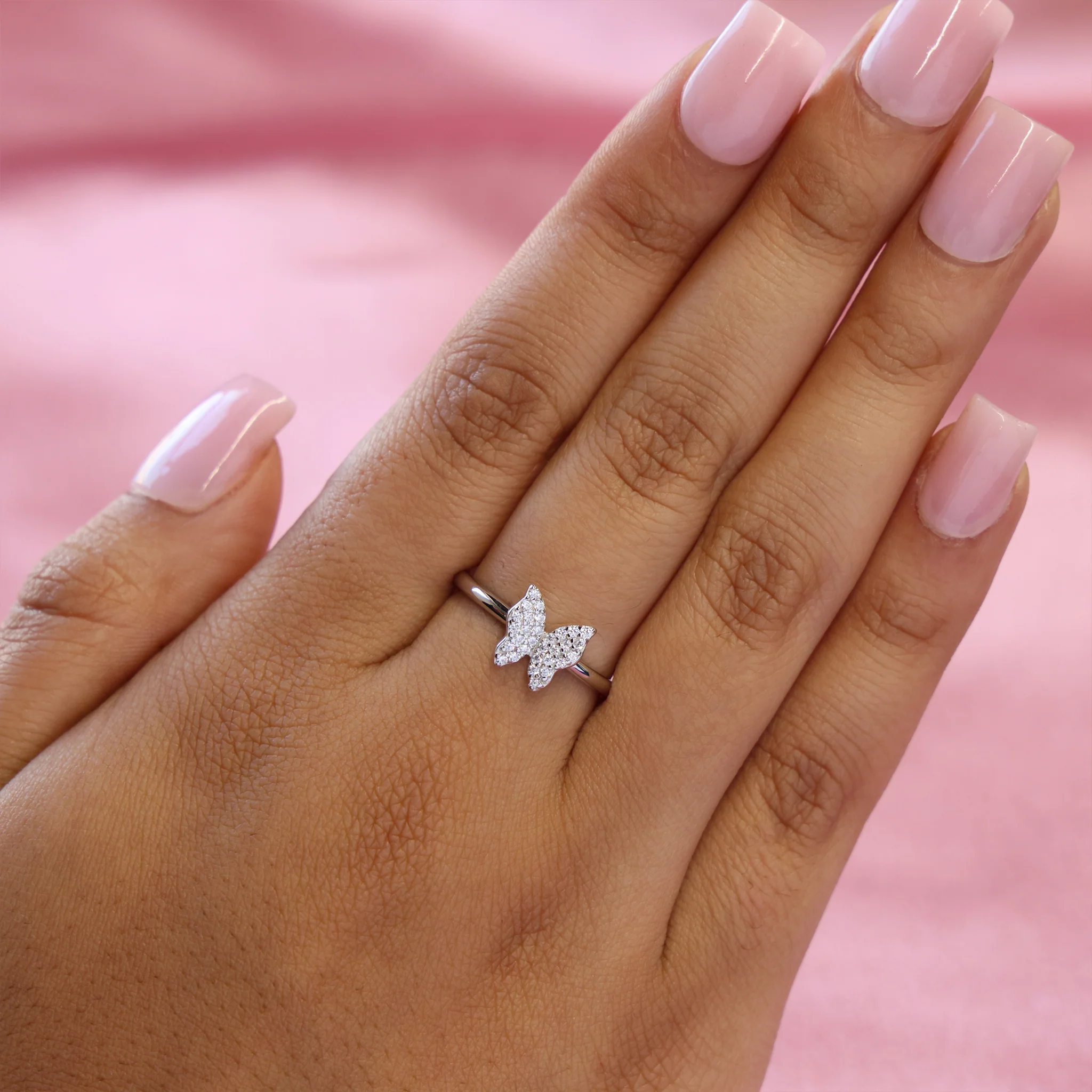 Small Iced Butterfly Ring - 925 Silver - Image 3