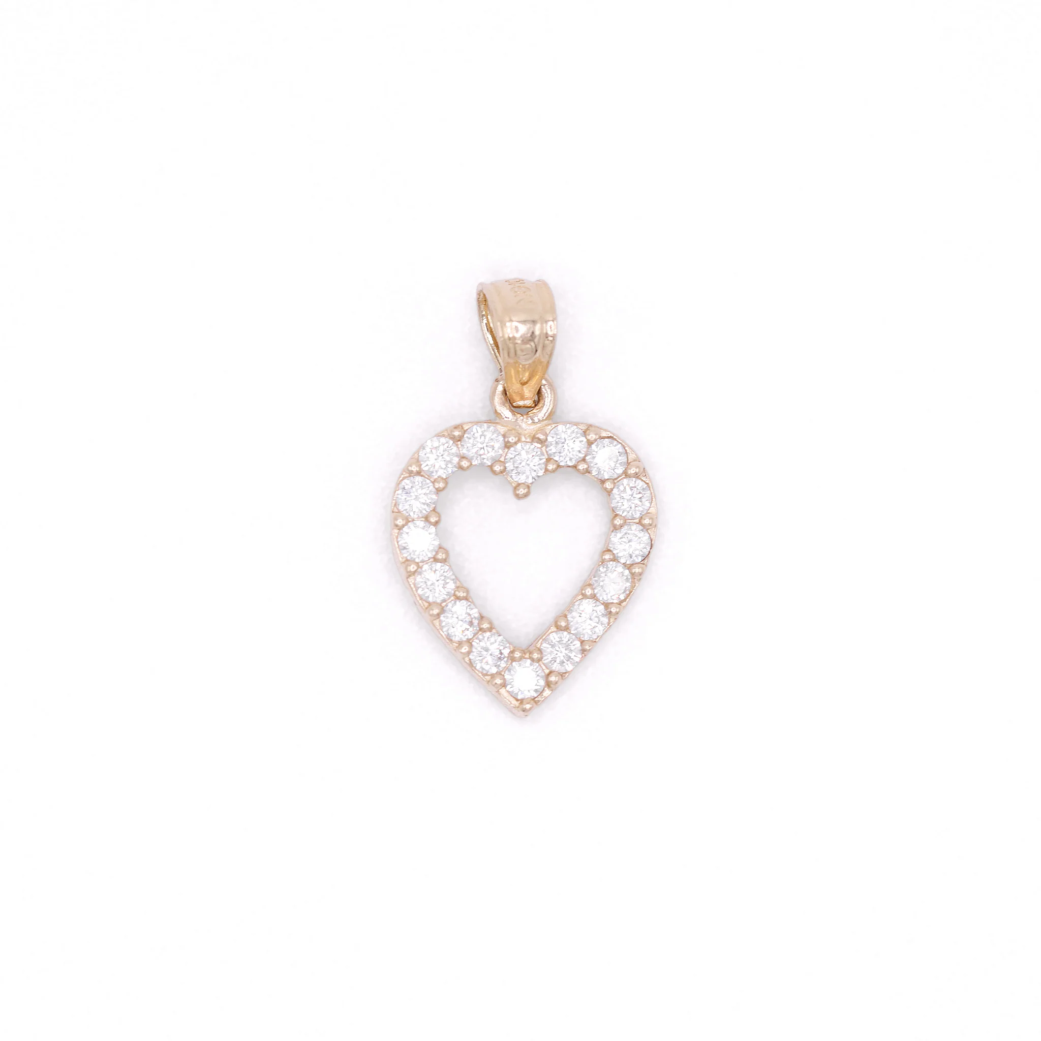 Small Iced Heart Pendant - 10k Gold