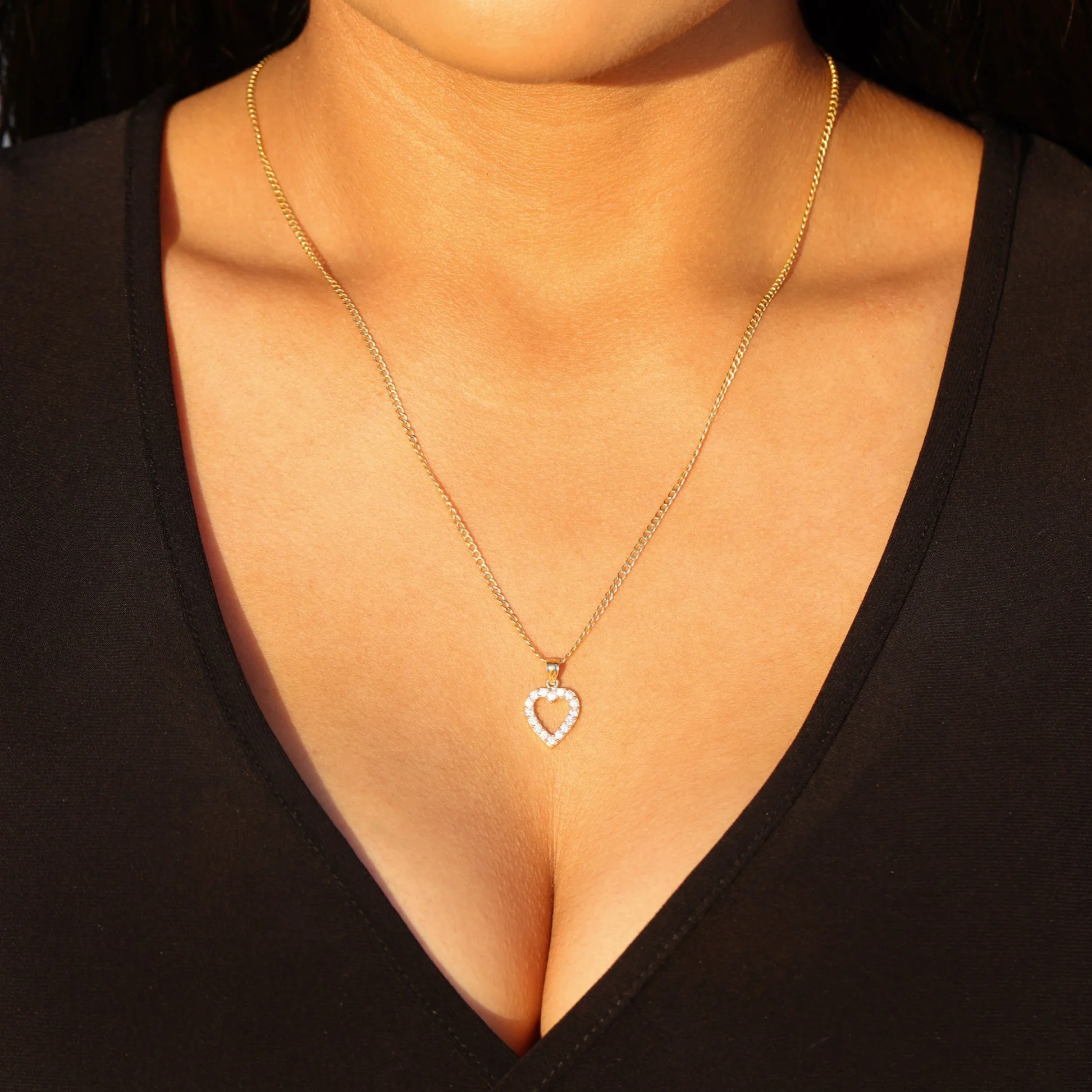 Small Iced Heart Pendant - 10k Gold - Image 2