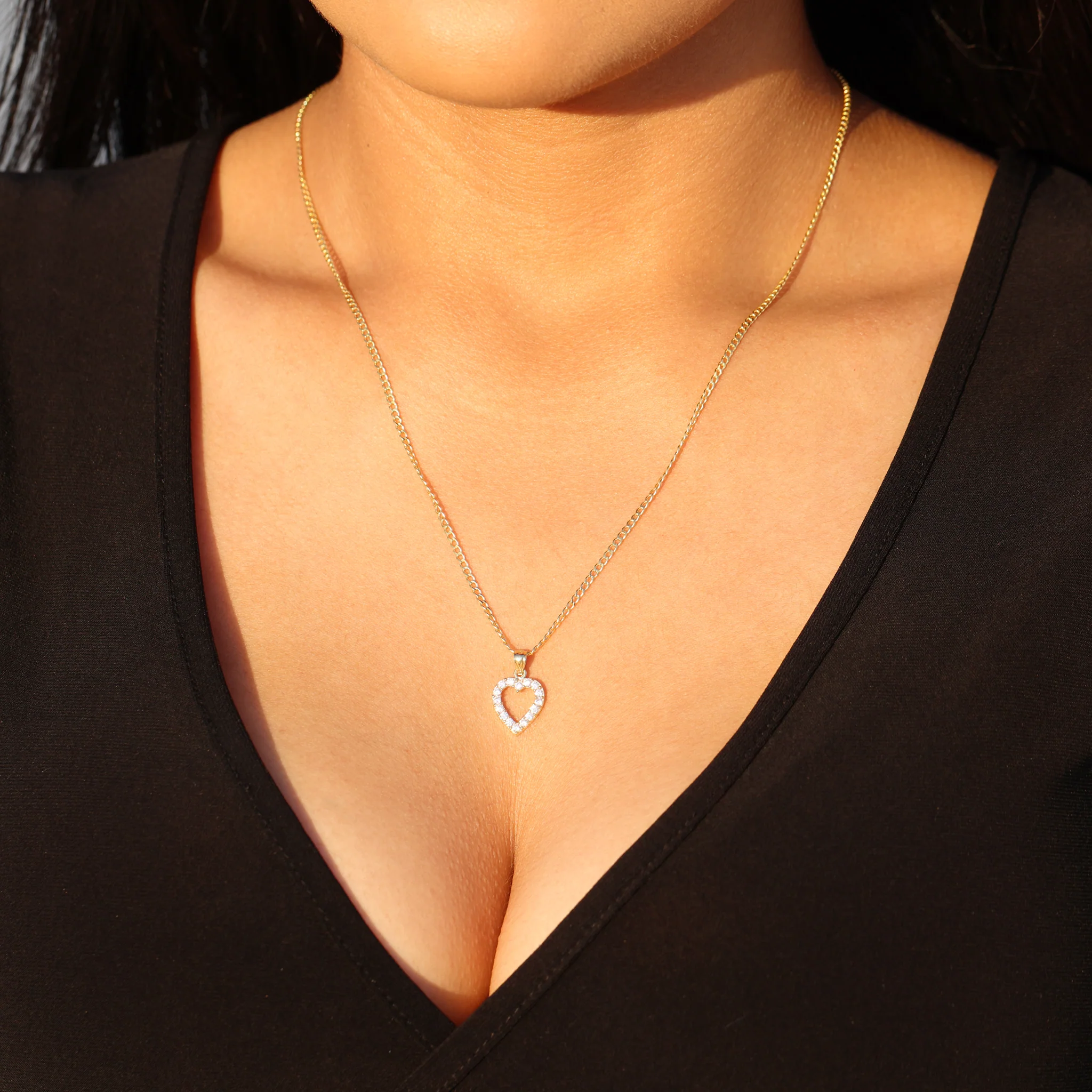 Small Iced Heart Pendant - 10k Gold - Image 3
