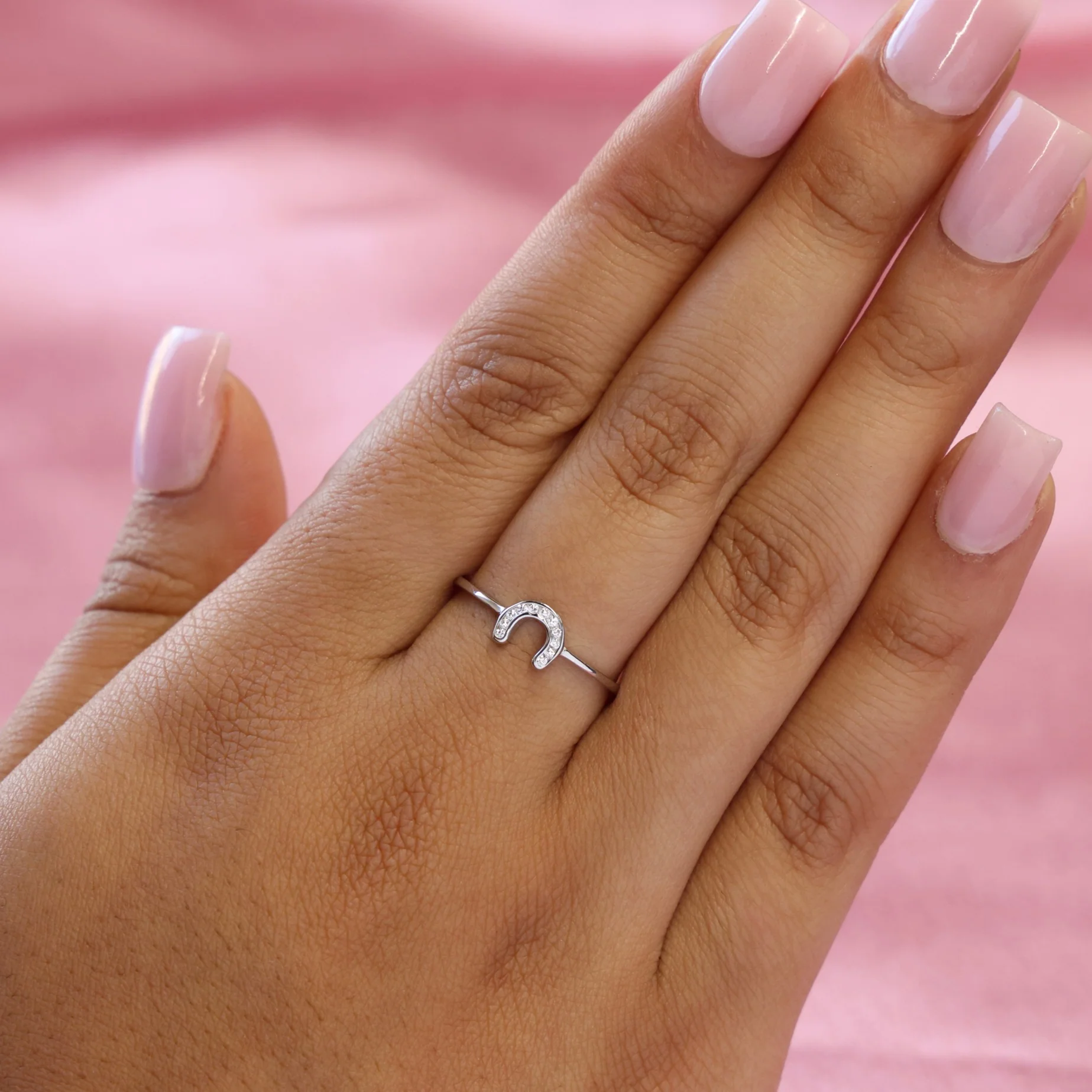 Small Iced Horseshoe Ring - 925 Silver - Image 3