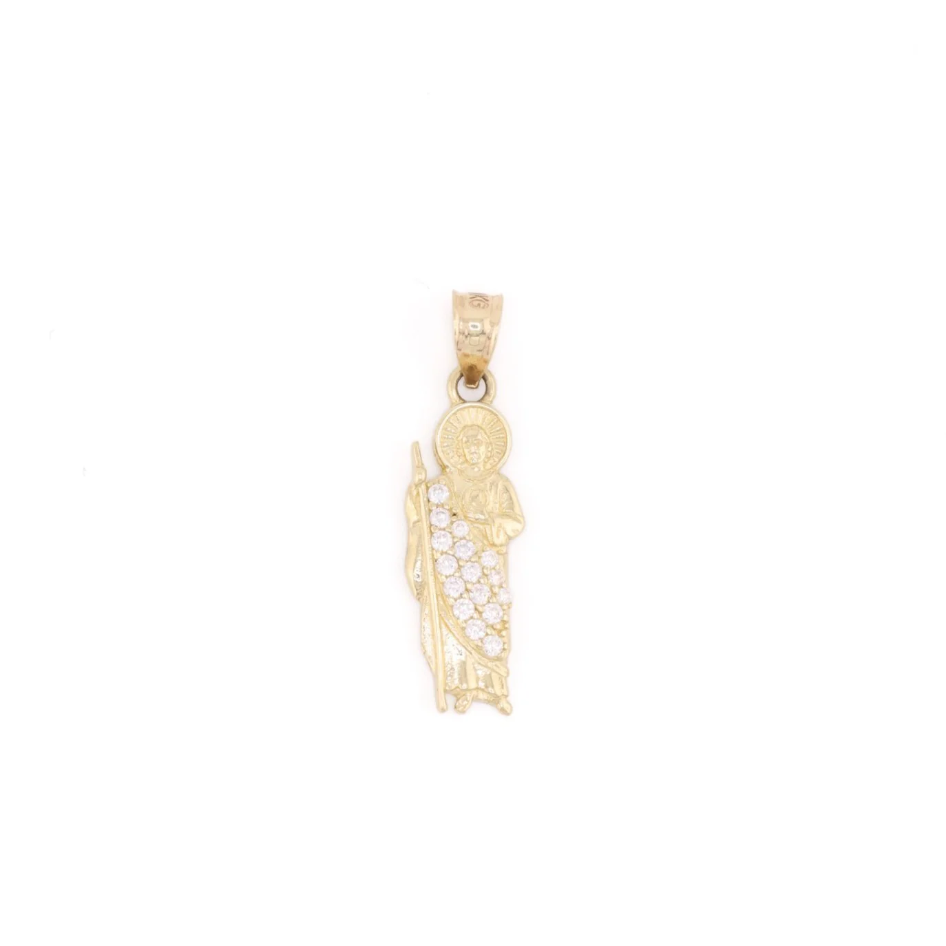 Small Iced San Judas Pendant - 10k Gold