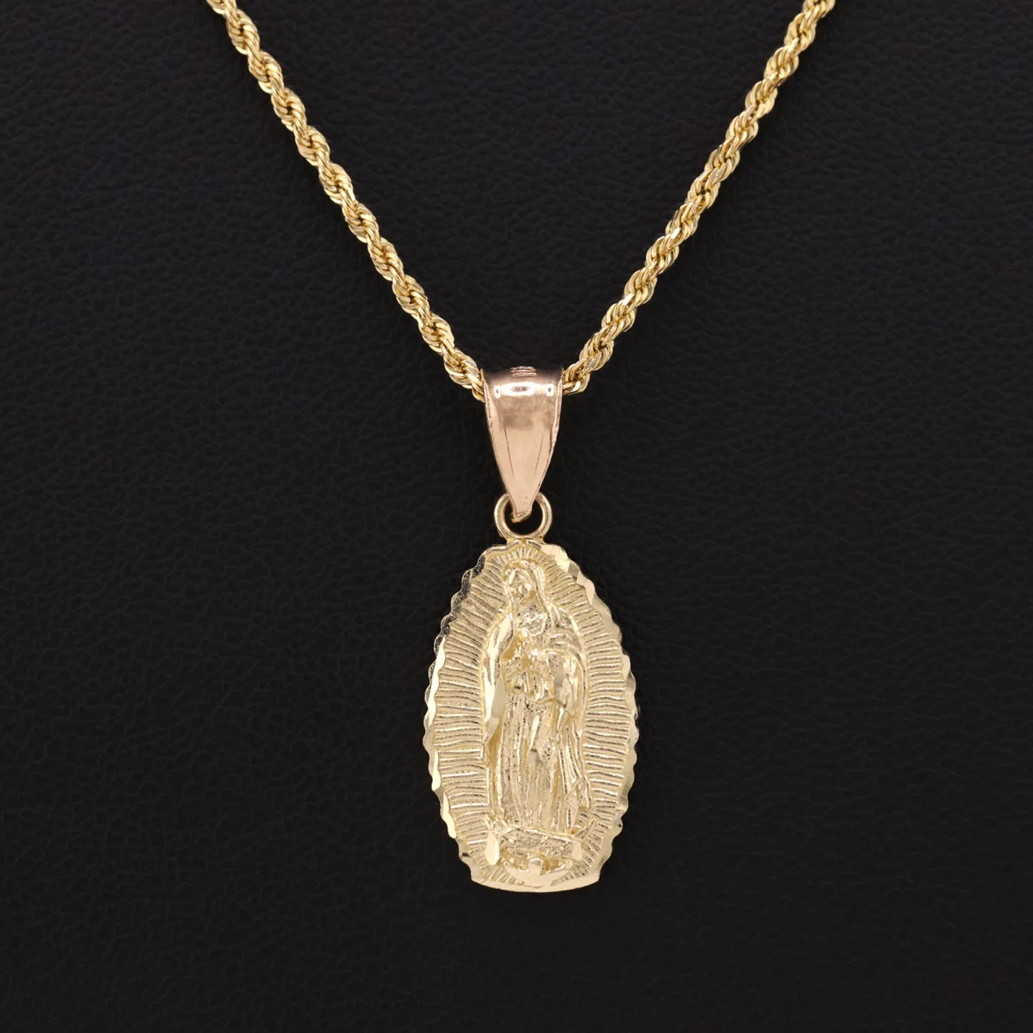 Small Lady of Guadalupe Pendant - 10k Gold - Image 2