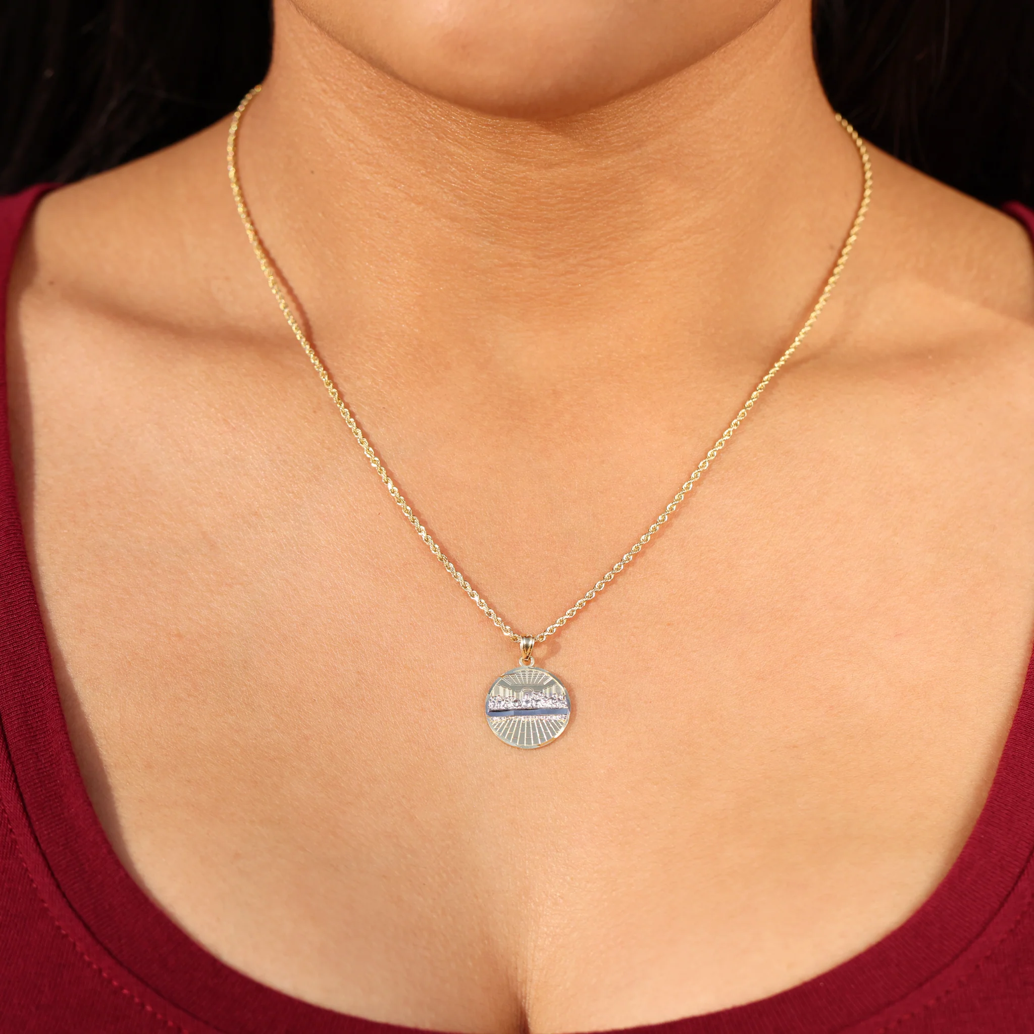 Small Last Supper Medallion 2-Tone Pendant - 10k Gold - Image 2