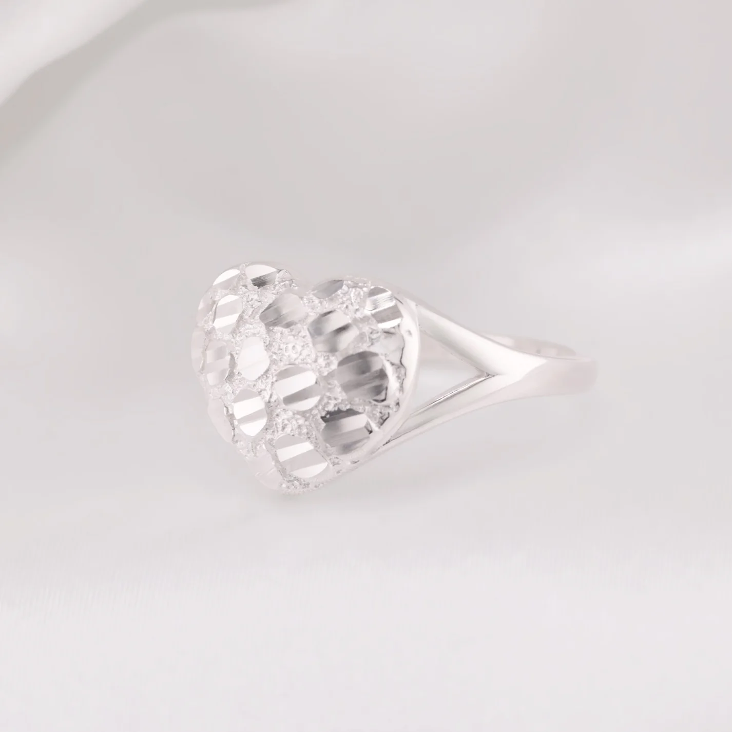 Puffed Heart Nugget Ring - 925 Silver - Image 3
