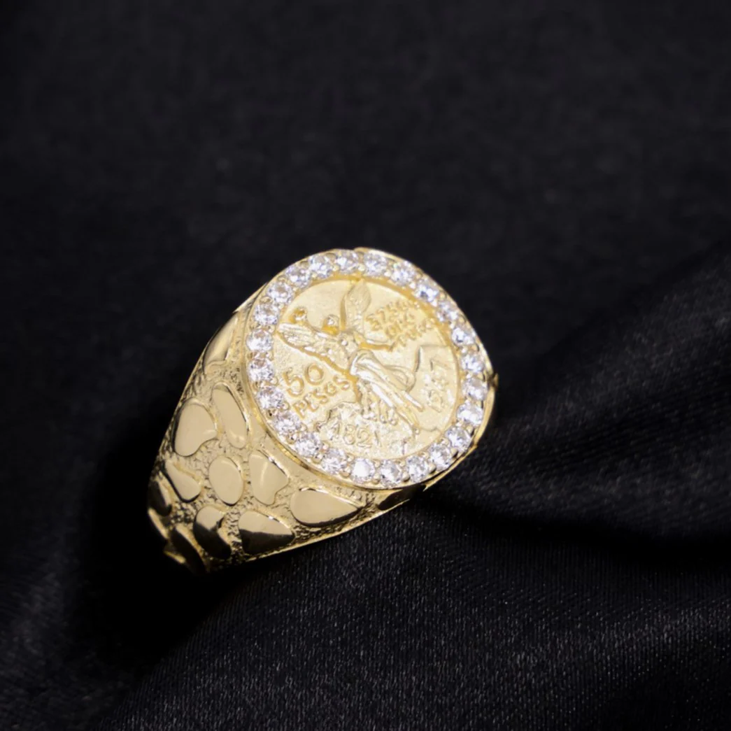 Small Round Centenario Nugget Ring - 14k Gold - Image 2