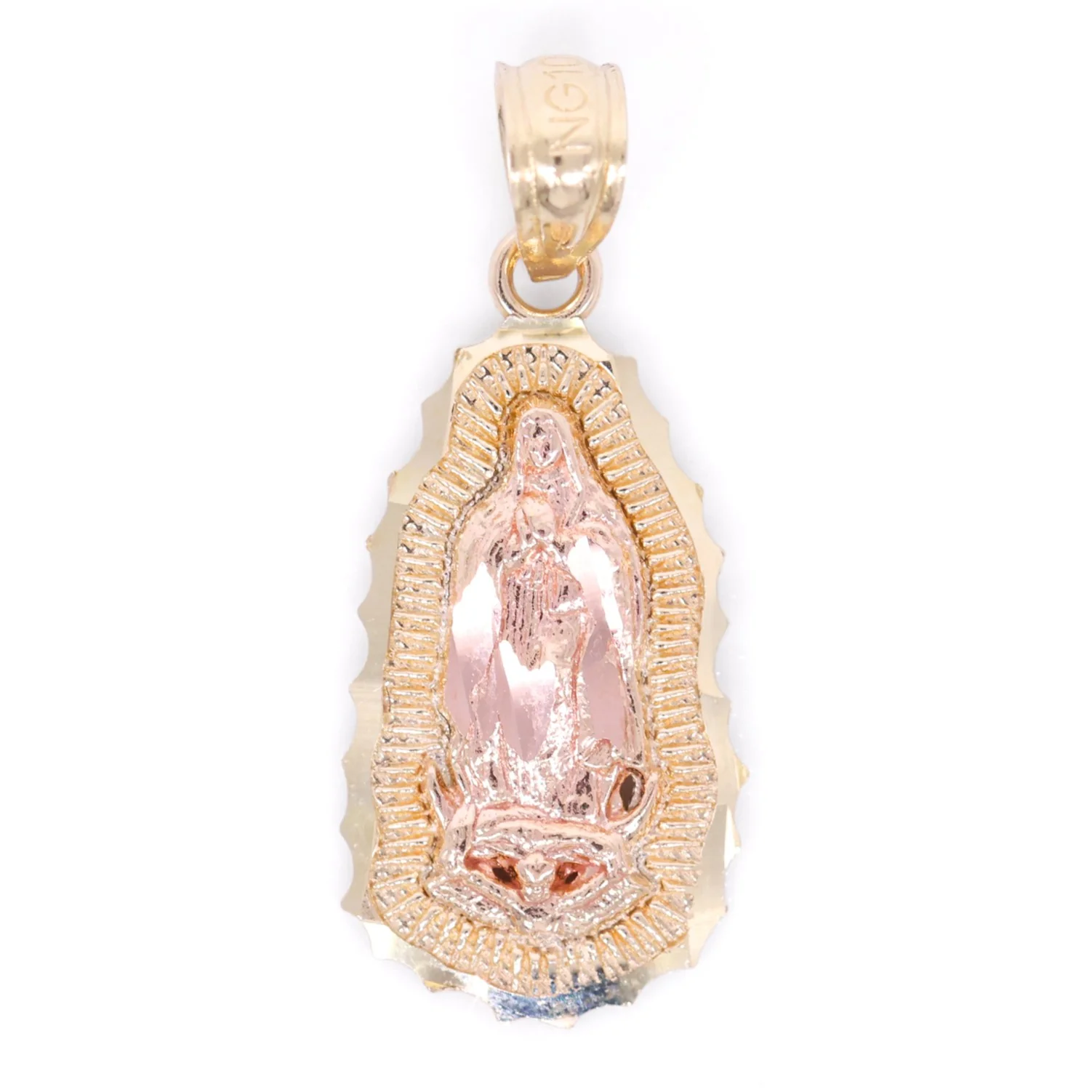 Small Virgin Mary 2-Tone Pendant - 10k Gold