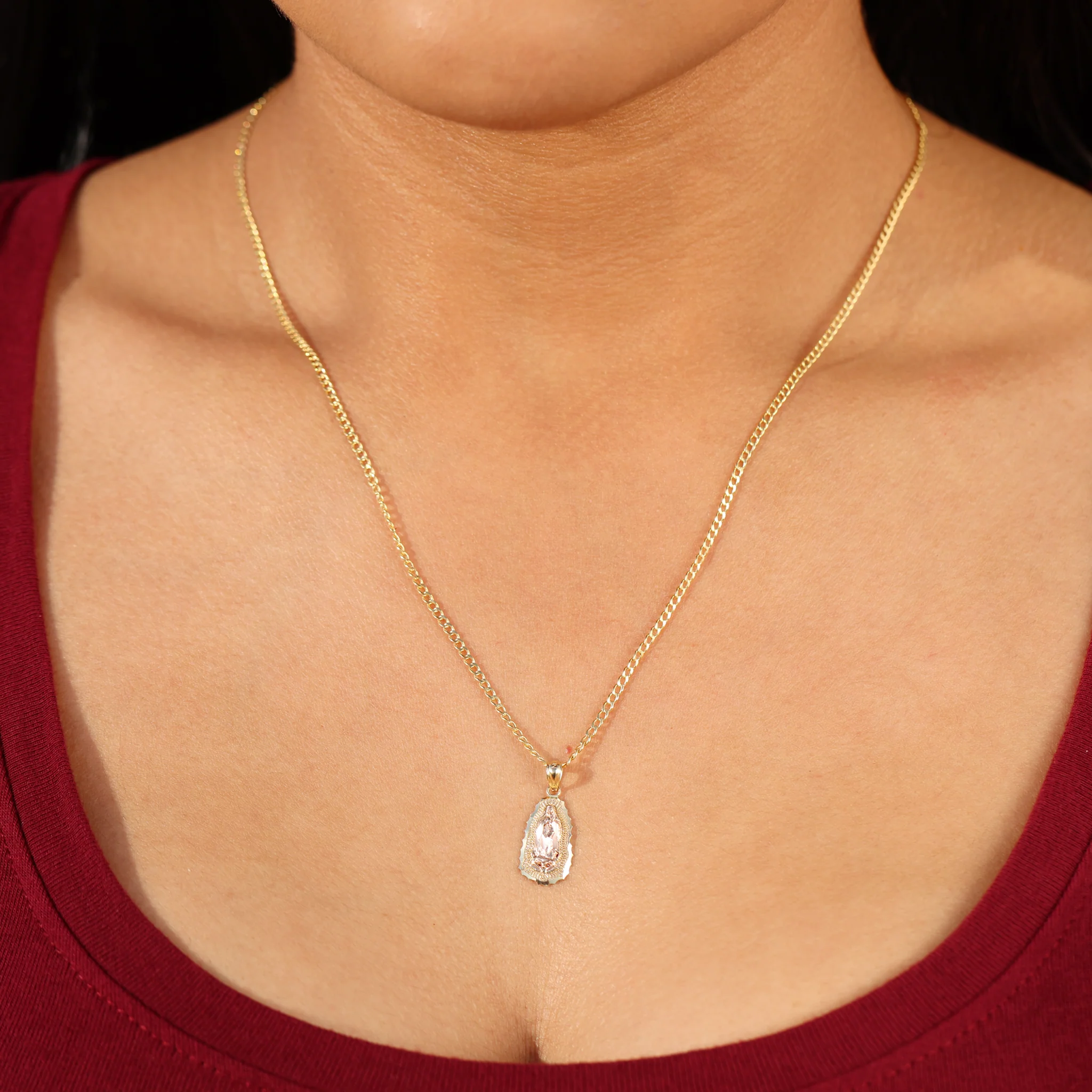 Small Virgin Mary 2-Tone Pendant - 10k Gold - Image 2