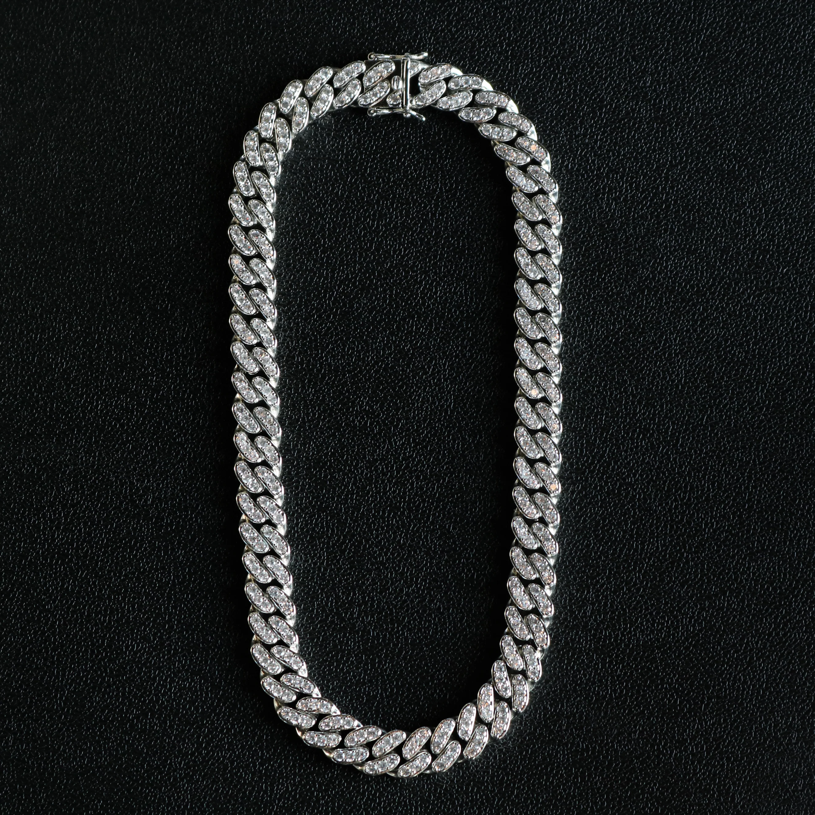 12mm Iced Out Miami Cuban Necklace - White Gold - Image 2