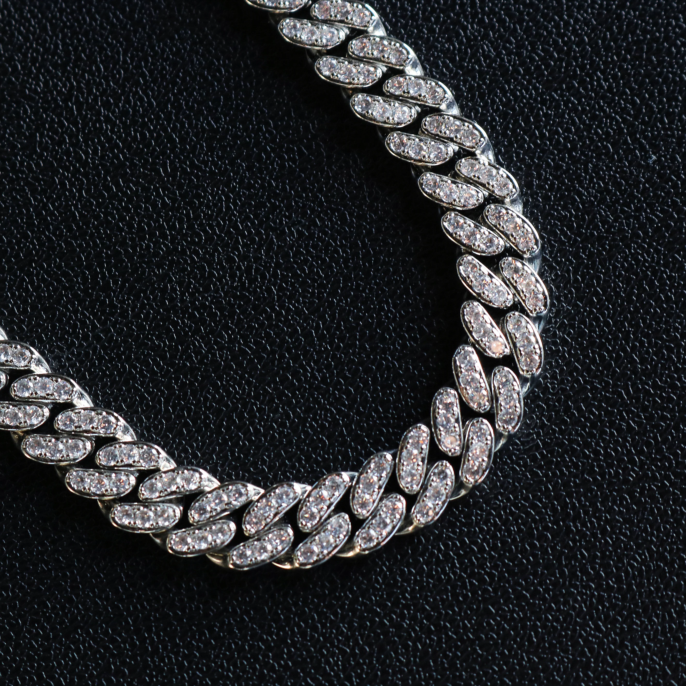 12mm Iced Out Miami Cuban Necklace - White Gold - Image 3