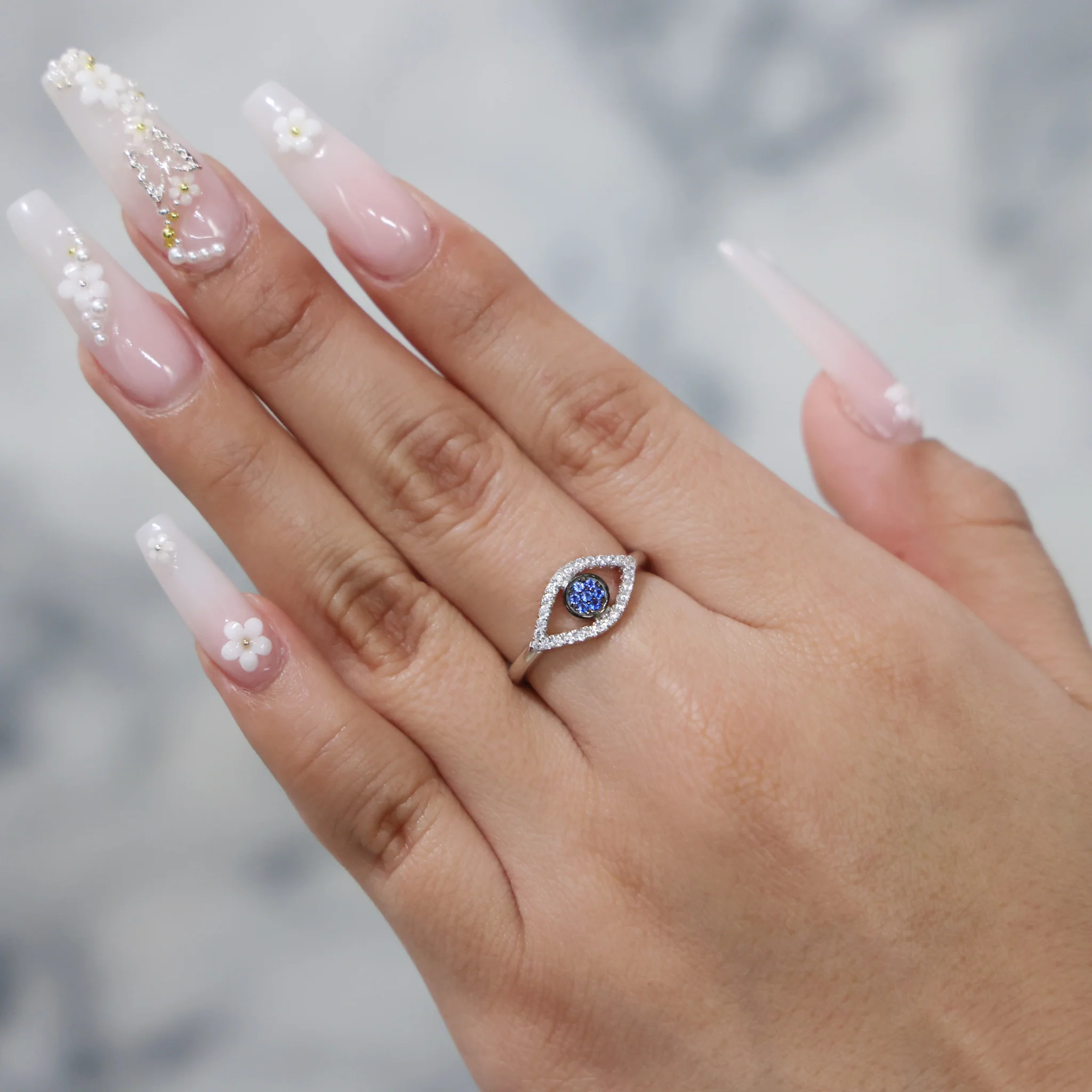 Evil Eye Diamond Ring - 925 Silver - Image 4